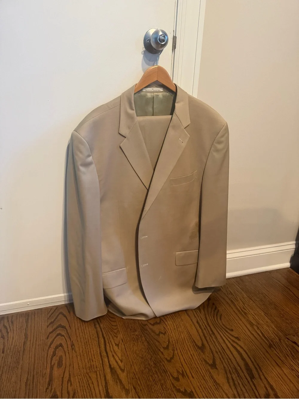 Joseph Abboud Beige Suit Jacket and Pants with Light Sage Lining